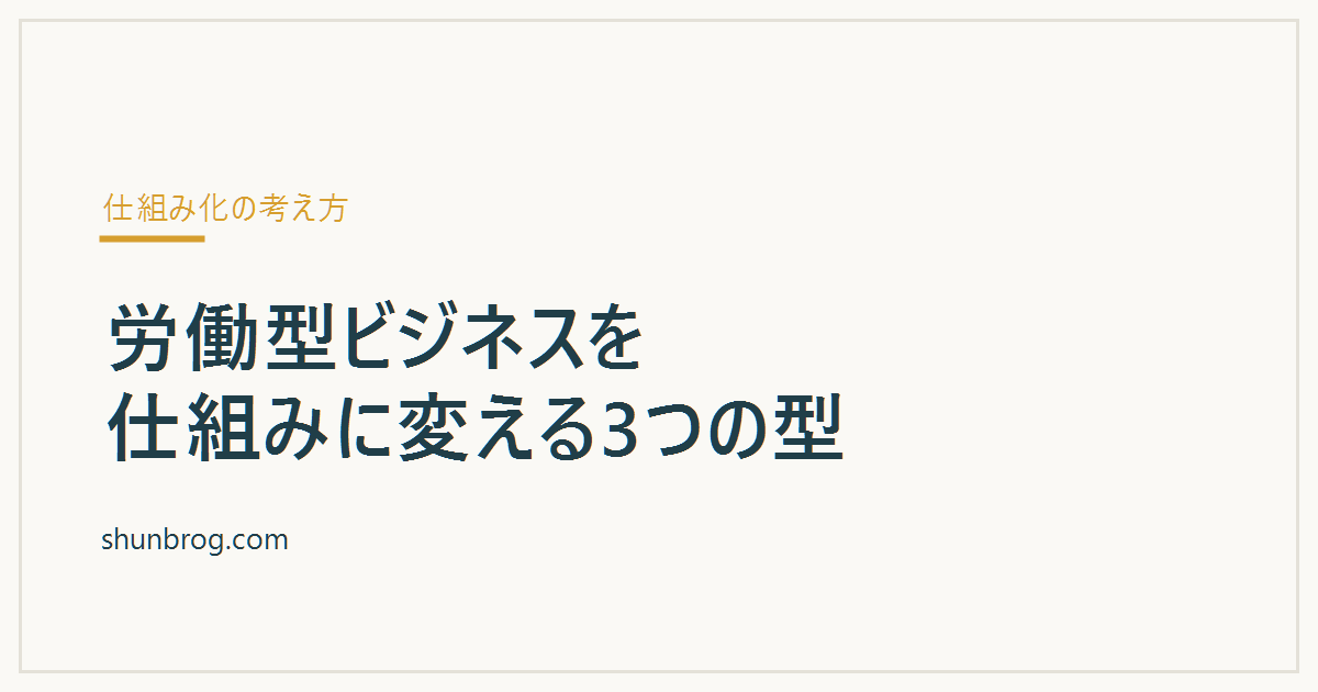 労働型ビジネスを仕組みに変える3つの型